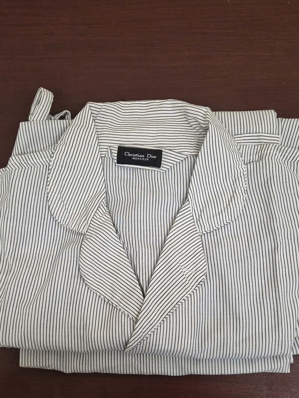 Vintage Dior Women's Black & White Pinstripe Pajamas Size XL